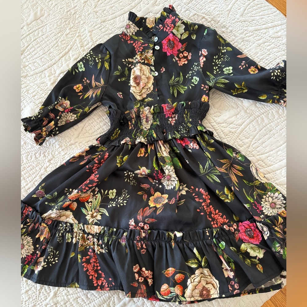 Christina Rohde black Cream and Pink Smocked Tiered Sundress
